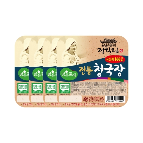 맑은물에 국산콩 운주골 정학님 전통 청국장 160gx4개 4개 160g_이미지