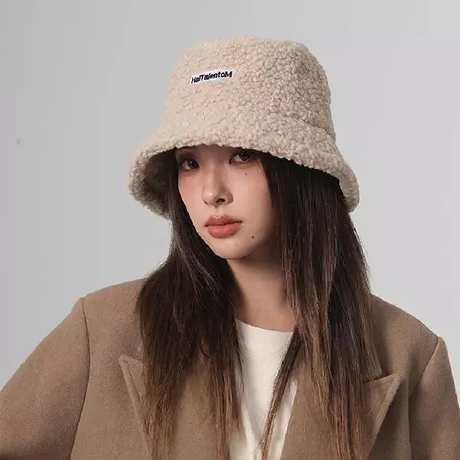 더블디 여성 뽀글이 레터링 겨울 방한 모자 버킷햇 LK-HT11 27412386A_이미지