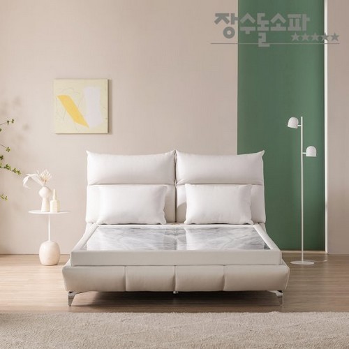 장수돌침대 셀레네 이태리 가죽 럭셔리 돌침대 Q (블랙앤화이트)_이미지