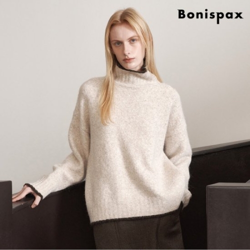  보니스팍스 데일리 터틀넥 배색 루즈핏 긴팔 니트 XP4KT031L0
