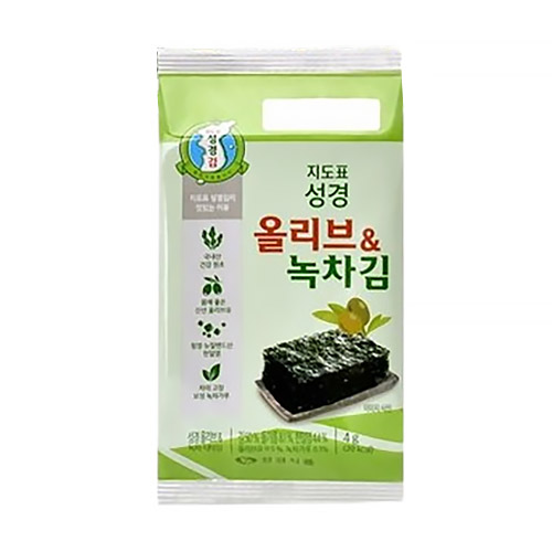 성경식품 지도표성경김 올리브 녹차김 4g (16개)_이미지