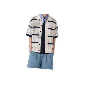 삼성물산 에잇세컨즈 조직 스트라이프 반소매 카라 카디건 아이보리 21445AAY20 21445AAY20 375