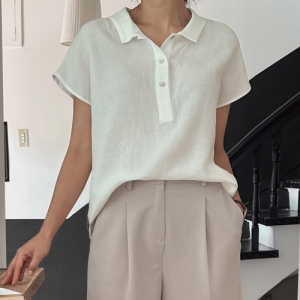 제이엔피컴퍼니 조아맘 첼리 반오픈 카라 블라우스