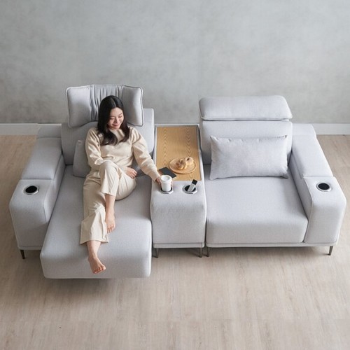 에보니아 미노 기본형 모션 패브릭 소파 3인용 (홈바형)