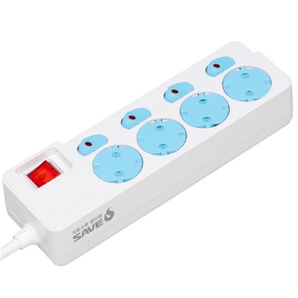 위너스 세이브에스 4구 안전캡 자동소화 메인 개별스위치 멀티탭 (3m)