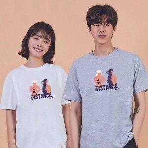 거리 남녀 남매커플룩 라운드반팔 20대반팔티 W69BC91