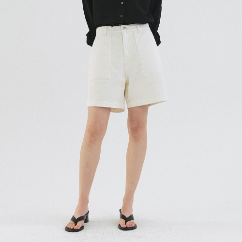 하크어패럴 시야쥬 SI-JN6092 퍼티그 컬러 데님 쇼츠_Ivory_이미지