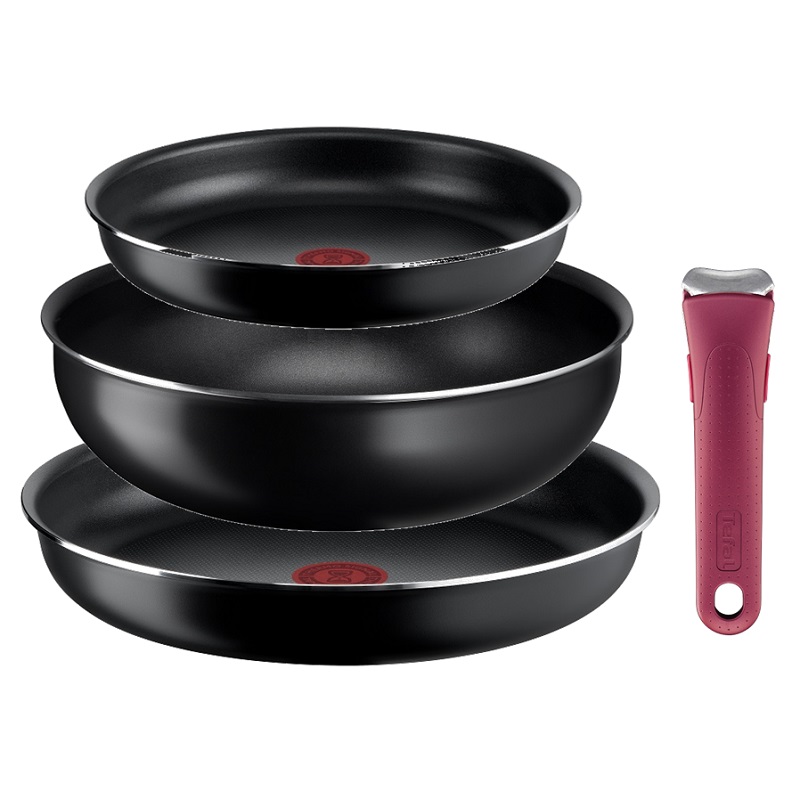 테팔 매직핸즈 이지 쿡앤클린 블랙 앤 레드 프라이팬 4종세트 (팬24,28+볶음팬26+손잡이)
