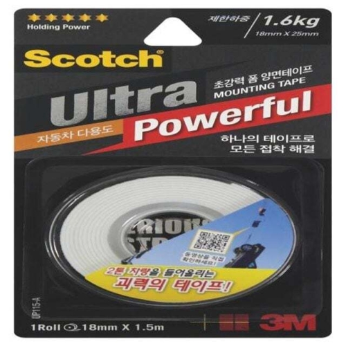 3M 생활용품 초강력 다용도 폼 양면테이프 UP115-A 1.1mm x 18mm x 1.5m WT300661541 1EA 자재_이미지