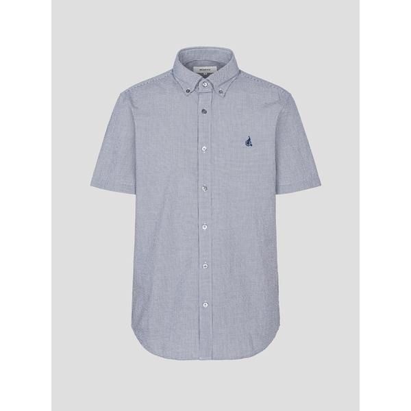 삼성물산 빈폴 남성 시어서커 마이크로 깅엄 반소매 셔츠  네이비 BC6465C42R