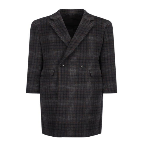 블루라운지 남성 그레이 체크 울혼방 코트 D154G3