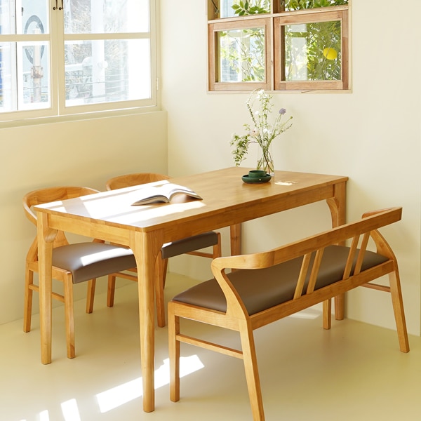 마루이 세이지 내추럴 원목 식탁 1400 (의자별도)_이미지