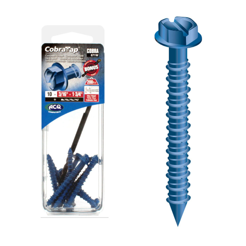 코브라 육각헤드 콘크리트피스 4.8 x 44.4mm