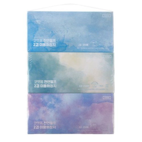 코멧 천연펄프 2겹 미용화장지 250매 (3입) (12팩(36입))_이미지
