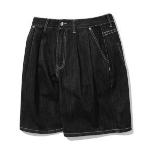 트릴리온 TRILLION 레인 슬럽 투턱 버뮤다 데님 쇼츠 BLA 911117_이미지