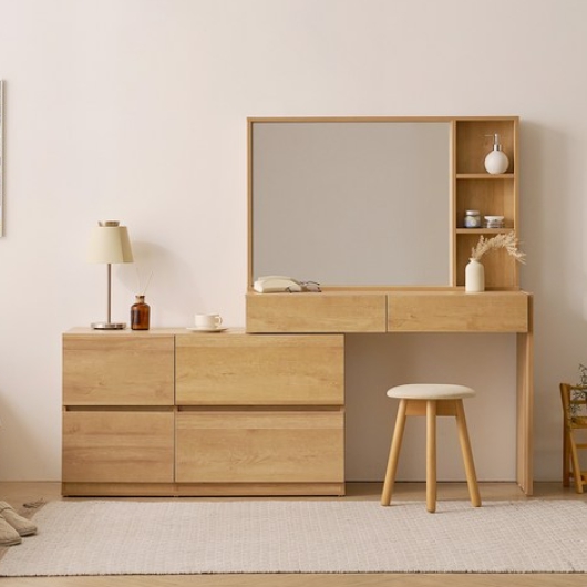 BIF보루네오 마르체 하임 와이드4단 확장형 수납장 화장대 1000 (거울포함)_이미지