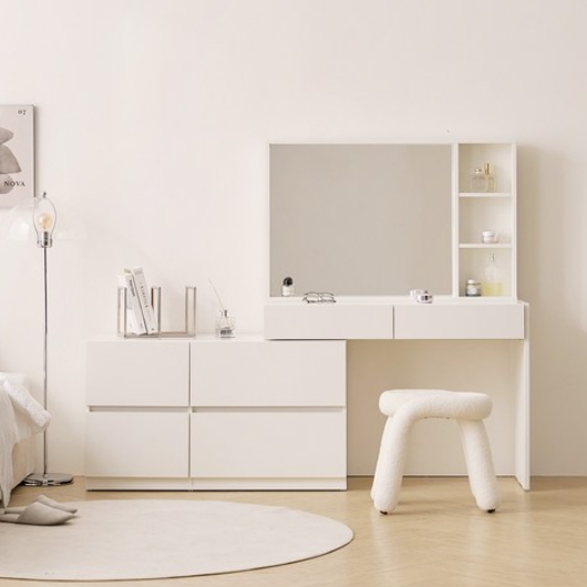 BIF보루네오 마르체 하임 와이드4단 확장형 수납장 화장대 1000 (거울포함)