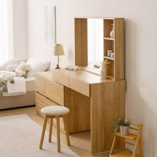 BIF보루네오 마르체 하임 와이드4단 확장형 수납장 화장대 1000 (거울포함)_이미지