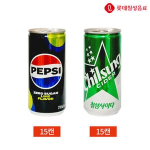 롯데칠성음료 펩시콜라 제로 라임 210ml + 칠성사이다 제로 210ml (30개)