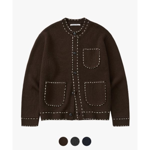 SUARE 울 핸드 스티치 라운드 가디건 3 C오로 OLOR 1013264