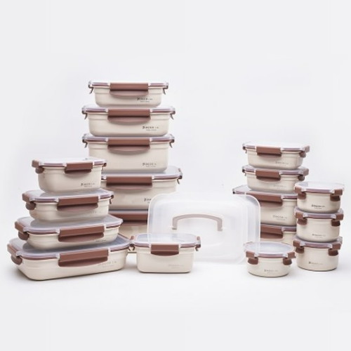 비오스코 ㅤ전자레인지용 스텐 밀폐용기 아이보리 20종 풀세트_이미지