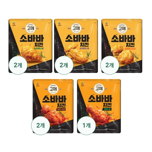 CJ제일제당 고메 소바바 치킨 소이허니봉300gx2개+소이허니윙300gx2개+소이허니순살375gx2개+양념순살375gx2개+양념봉300gx1개_이미지