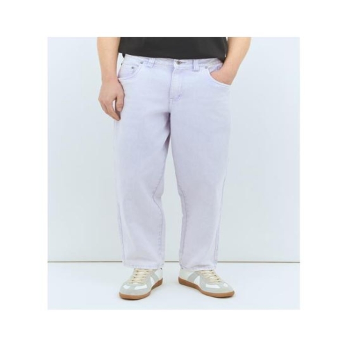 에스티오 다임 로고 엠브로이드 코튼 배기 데님 진 라이트퍼플 DIMESU2445