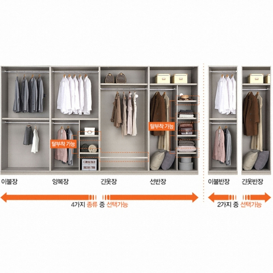 레이디가구 마블 여닫이 붙박이장 (300cm)_이미지