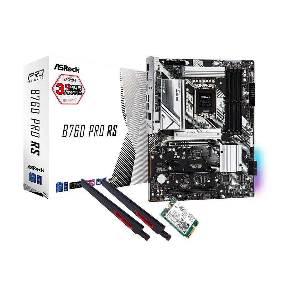 ASRock B760 Pro RS D5 + WiFi7 모듈 패키지 디앤디컴