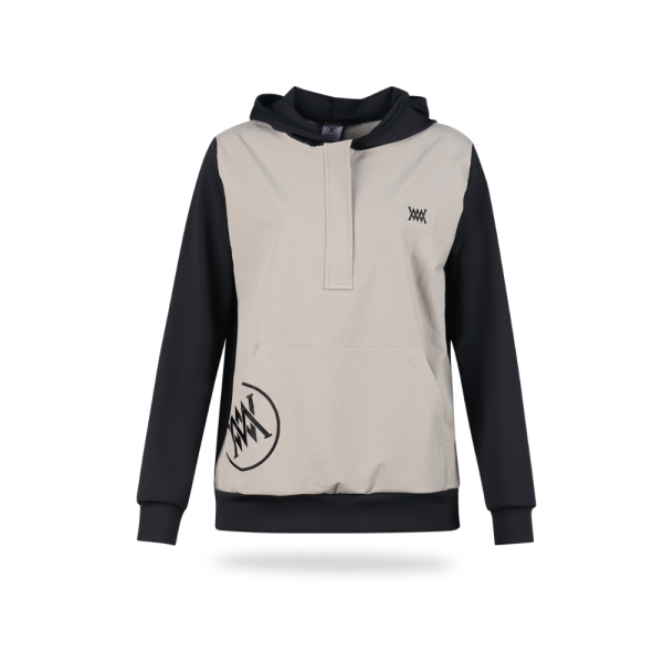 럭스골프 미우골프 반집업 배색 후드 긴팔 셔츠 MW4A620W_이미지