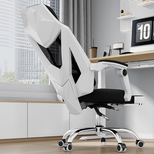 아우스 KOC-02 화이트 일체형 사무용 의자 (발받침포함)_이미지