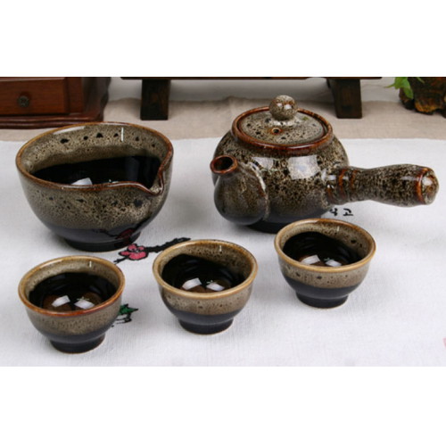 여주공방 천목 호피무늬 3인 다기세트 6P_이미지