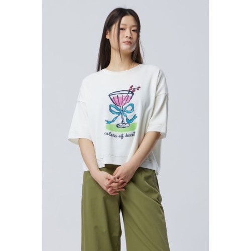 와인잔 반팔 니트 BAKPF3611
