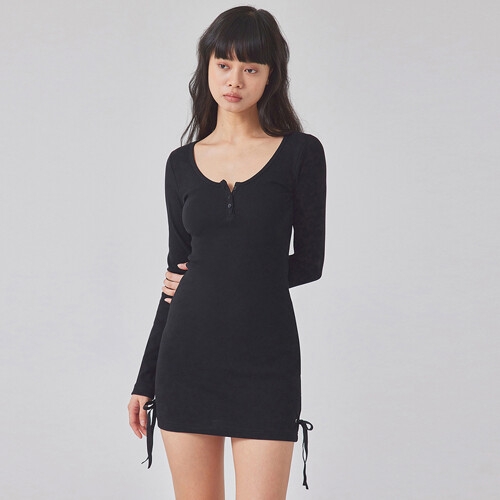 탑걸 RIBBED RIBBON MINI DRESS_T416DS501 MG_이미지