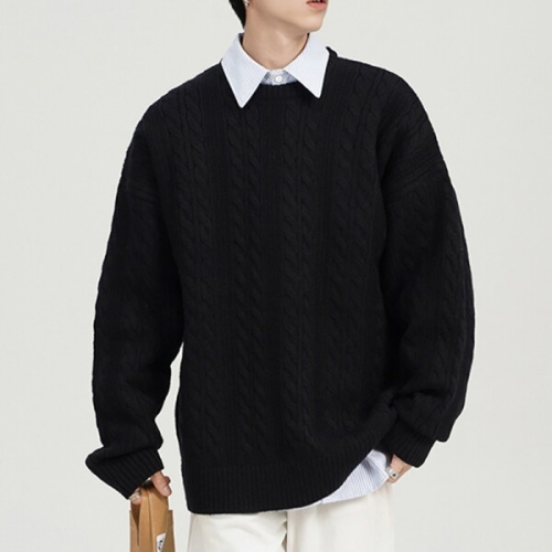 파파브로 모로엠 남자 클래식 꽈배기 패턴 라운드넥 니트티 DMS-KN-Q460068