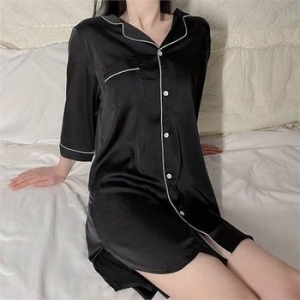 오노마 ONM 카라넥 여자 셔츠잠옷 원피스 7부 냉감 여름 반팔룩 10174170_이미지