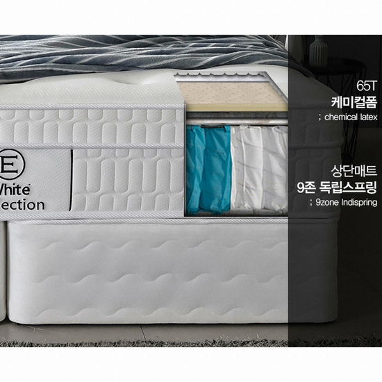 잉글랜더 화이트컬렉션 양모 케미컬폼 65T 9존 독립스프링 매트리스 SS (28cm)_이미지