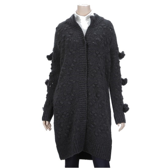 LF 질바이질스튜어트 차콜 모혼방 태슬 장식 니트 가디건 JBD15D123CC
