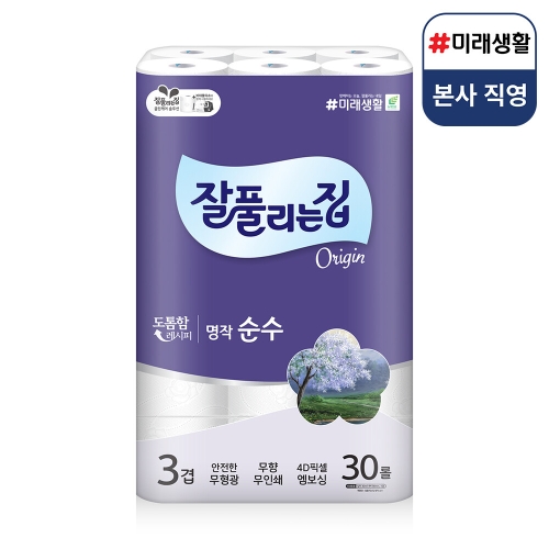 미래생활 잘풀리는집 명작 순수 30m (30롤) (6팩)