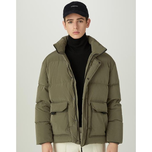  헤지스 카키 단색 구스 다운 점퍼_HZJU9D911K2 상품이미지