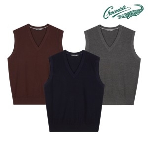 크로커다일 맨 전판 투톤 조직 브이넥 베스트 CDAA9TP9793 309790_이미지