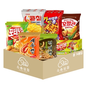 종합 과자 M2호 14봉입 새우깡+먹태깡+포테토칩+홈런볼+콘칩+카라멜콘땅콩+꼬깔콘군옥수수맛 각 2봉