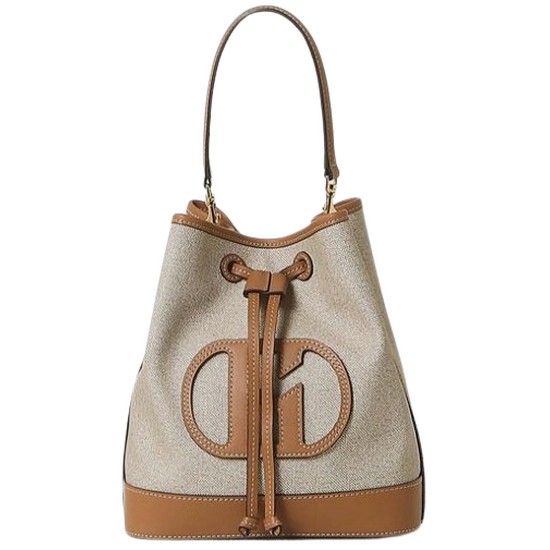 헤지스ACC H20캔버스 H소가죽 패치 베이지 버킷백 M HIBA2F103I2