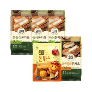 CJ제일제당 고메 고메바삭튀겨낸통등심돈카츠450g  3개 + 모짜렐라돈카츠450g  1개 + 꼬마돈까스 400g 1개