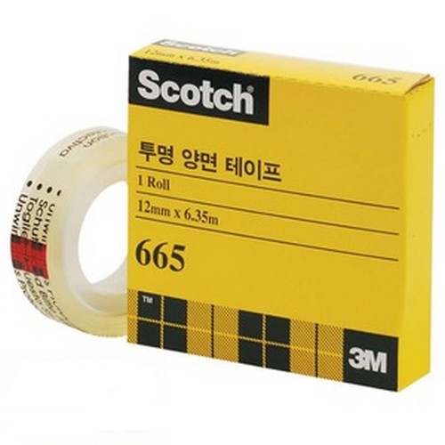 3M 스카치 665 투명 양면 테이프 리필 12mm x 6.35m (12개)_이미지
