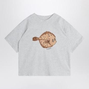 Rodini light grey T shirt with Flundra print 2522012994CO/XI_MIRO-GM..