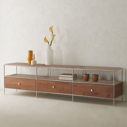 동서가구 피츠 제로 원목 낮은 선반형 거실장 2000_이미지