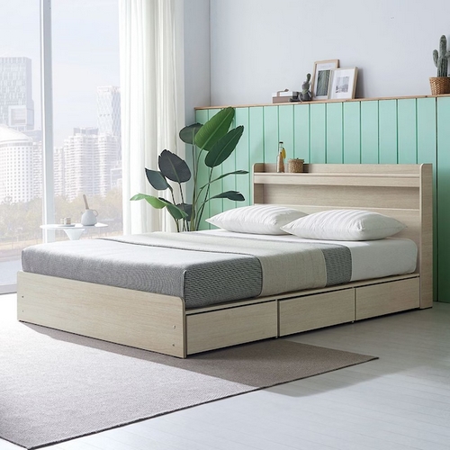 헤드 3단 멀티 서랍 LED침대 S