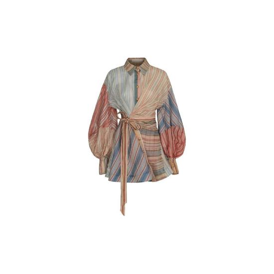 리벨리온 스트라이프 퍼프 소매 미니 드레스 7028DC261SPSTR T