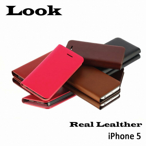 LOOK 아이폰 5/5S/SE Real Leather 천연가죽 다이어리 케이스_이미지